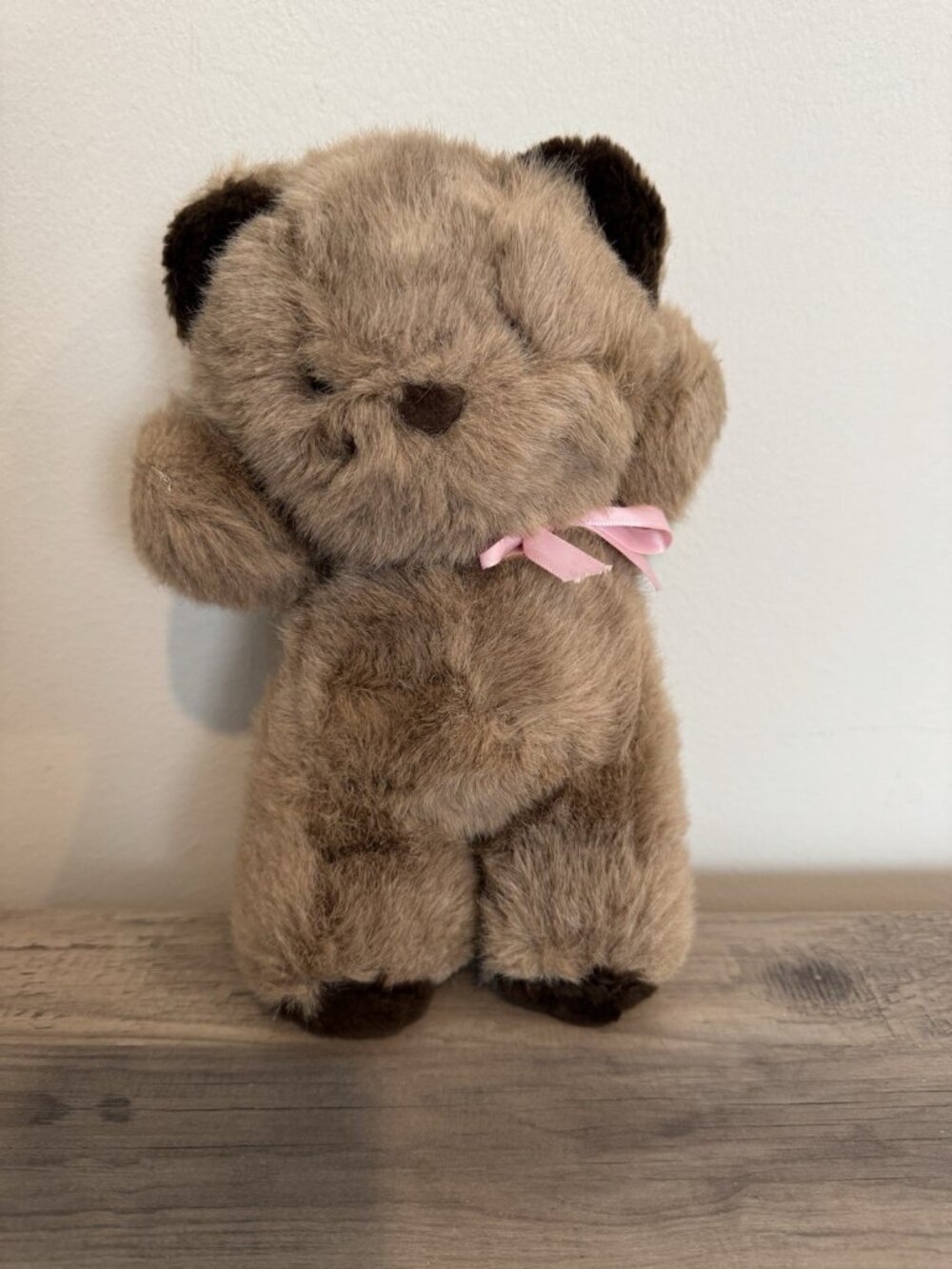 The Plush Factory Brown Stuffed Bear With Pink Bow